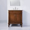30 Inch Vintage Walnut Traditional Freestanding Single Sink Bathroom Vanity with Turned Legs