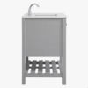 Gray Shaker Single Sink Vanity Cabinet with Silver Knobs & Open Bottom Storage