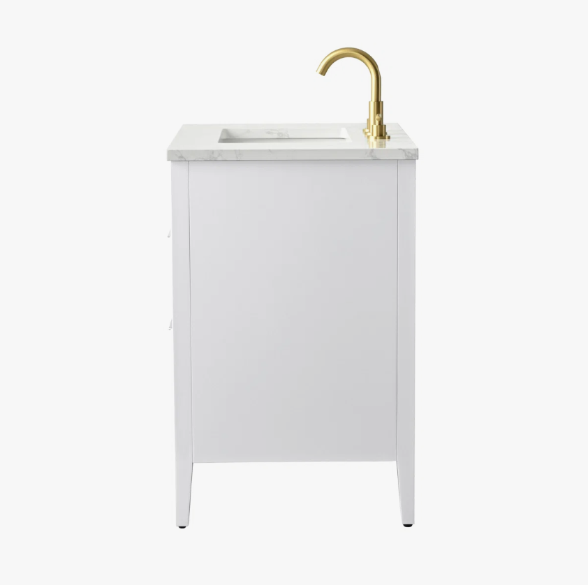 7 Coastal Bright White Fluted Vanity for Small Bathrooms