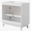 Minimalist White Single Sink Vanity Cabinet with 2 Doors & Dual Top Storage Drawers