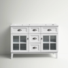 7 Traditional White Double Vanity with Integrated White Solid Surface Countertop