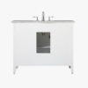 7 42 Inch White Shaker Single Sink Bathroom Vanity with Carrara Marble Top & 4 Drawers