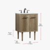 24 Inch Natural Oak Mid-Century Single Sink Bathroom Vanity with White Quartz Top