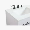 7 24 Inch White Mid-Century Single Sink Bathroom Vanity with White Quartz Top