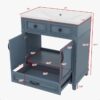 7 Modern Navy Blue Bathroom Vanity Cabinet with Soft Close Doors & Multi Drawer Storage