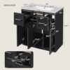 30" Black Vanity with White Sink & 9 Storage Drawers
