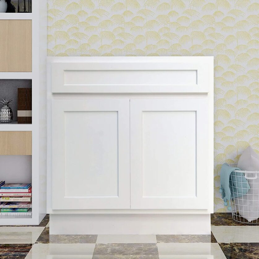 36" White Shaker Bathroom Vanity Cabinet Without Sink Top