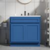 36 Inch Deep Blue Shaker Bathroom Storage Cabinet for Custom Countertop