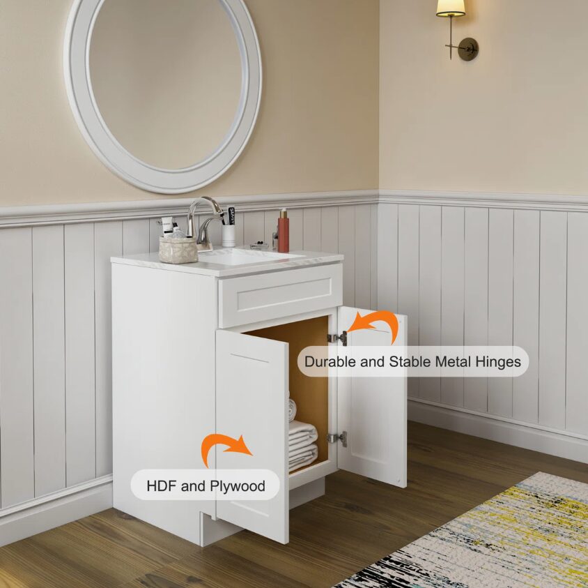 27 Inch HDF Plywood Shaker Bathroom Sink Base Cabinet for Bathroom Remodel