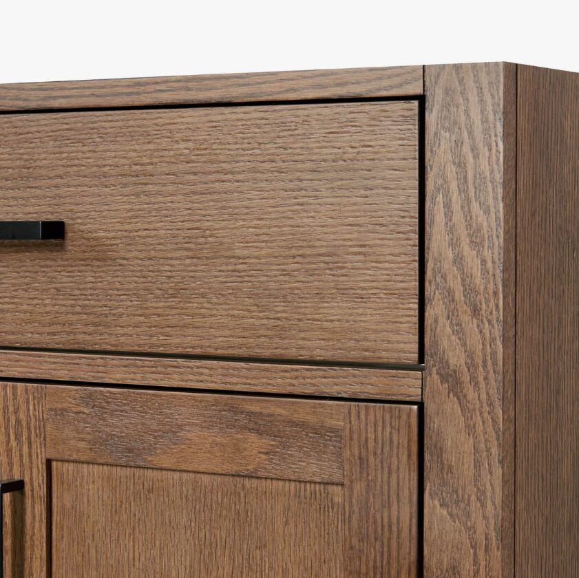 Modern Walnut Shaker Vanity Cabinet with Dovetail Wood Drawers for Farmhouse & Coastal Bath Remodel