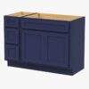 Modern Navy Blue Shaker Vanity Base Cabinet for Custom Quartz Countertop Bathroom Remodel