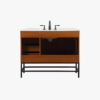 7 Modern Farmhouse Walnut Vanity Cabinet with Open Base Clearance for Industrial Bathroom Remodel