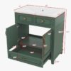 30 Inch Vintage Green Recessed Panel Single Sink Bathroom Vanity with Gold Hardware, 3 Storage Drawers & Double Doors