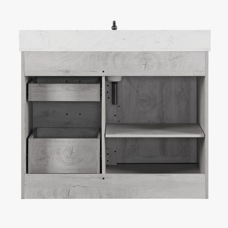 7 Light Gray Farmhouse Vanity with Cross Barn Door for Coastal, Modern Farm & Industrial Bath Remodel