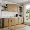 7 Freestanding Wood Grain Slab Kitchen Base Cabinet, Moisture Resistant Plywood Storage Cabinet