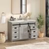 7 48" Grey Wood Farmhouse Bathroom Vanity with Single Sink Top for Master Bath Remodel