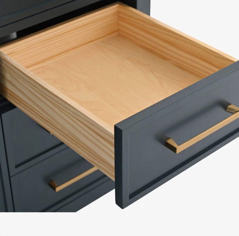 60" Dark Blue Wood Single Vanity Cabinet for Contemporary Primary Bathroom Remodel