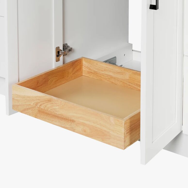 7 72 Inch Pure White Shaker Double Undermount Sink Bathroom Vanity, White Quartz Countertop & Matte Black Hardware