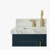 7 Luxury Navy All-in-One Bathroom Vanity with Carrara Marble Countertop