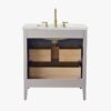 8 Soft Grey Reeded Bath Vanity with Brushed Gold Pull Handles