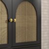 8 30 Inch Black Mid-Century Rattan Freestanding Single Sink Bathroom Vanity with Gold Knobs