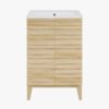 8 Handleless Slat Front Modern Light Wood Single Sink Vanity Cabinet