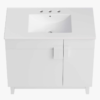 Minimalist White Single Sink Vanity Cabinet with 2 Doors & Dual Top Storage Drawers