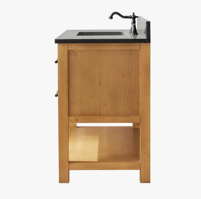 Rustic Pine Freestanding Single Sink Vanity with Open Storage Shelf