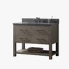 8 Rustic Gray Freestanding Single Sink Vanity with Open Towel Storage Shelf