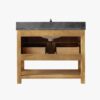 8 Rustic Natural Wood Freestanding Single Sink Vanity with Open Storage Shelf