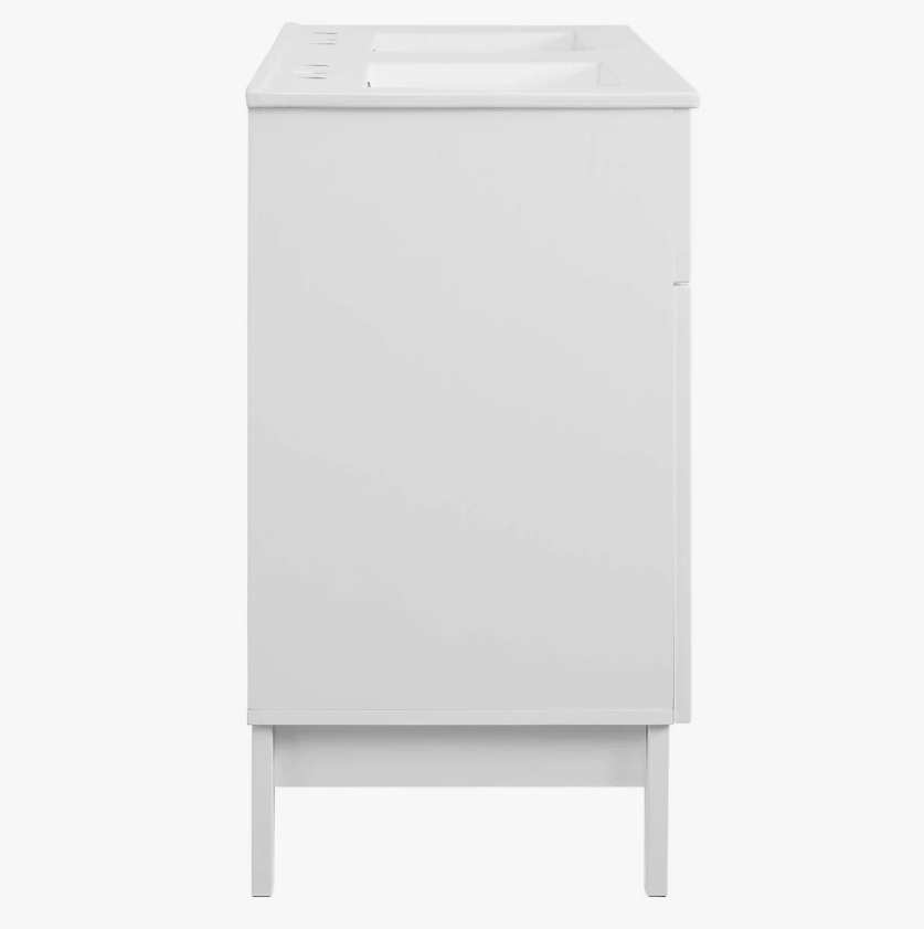 8 Traditional White Double Vanity with Integrated White Solid Surface Countertop