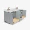 8 Spacious Light Gray All-in-One Double Sink Shaker Bathroom Vanity