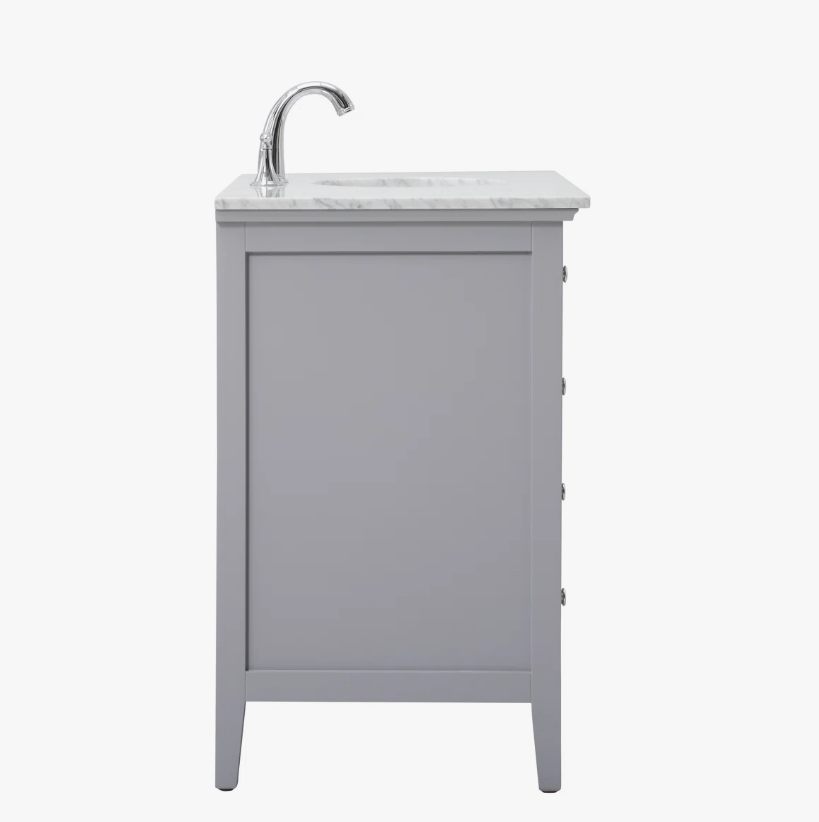 8 42" Modern Grey Wood Bathroom Vanity with Natural Marble Countertop