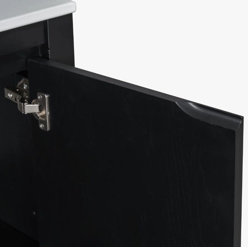 8 Rustic Weathered Black Freestanding Vanity with Double Storage Shelves
