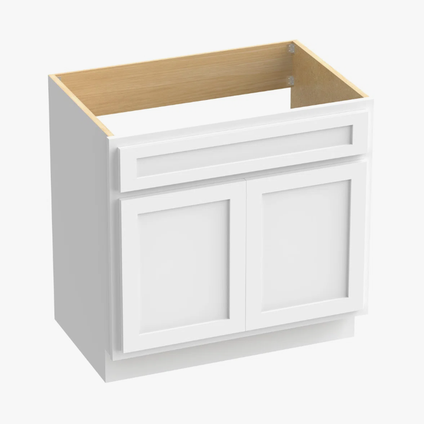 36" White Shaker Bathroom Vanity Cabinet Without Sink Top