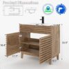 8 36 Inch 3D Fluted Wood Bathroom Vanity with Integrated White Sink Soft Close Doors