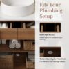 36 Inch Walnut Freestanding Bathroom Vanity Round Vessel Sink Soft Close Storage Drawers & Doors