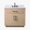 8 36 Inch Light Oak Single Sink Bathroom Vanity White Marble Countertop Soft Close Doors