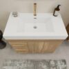 8 Modern Freestanding Oak Bathroom Vanity with 3 Drawers & Double Storage Doors
