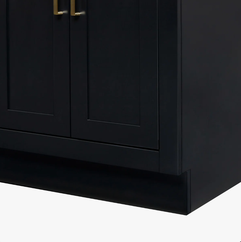 8 36 Inch Matte Black Single Sink Bathroom Vanity White Quartz Top Soft Close Drawers Brushed Gold Hardware