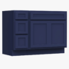 Modern Navy Blue Shaker Vanity Base Cabinet for Custom Quartz Countertop Bathroom Remodel