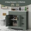 8 36" Sage Green Fluted Single Sink Bathroom Vanity Cabinet