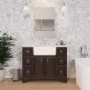 Transitional Farmhouse Vanity with Raised Panel Doors for Traditional Master Bathroom Remodel