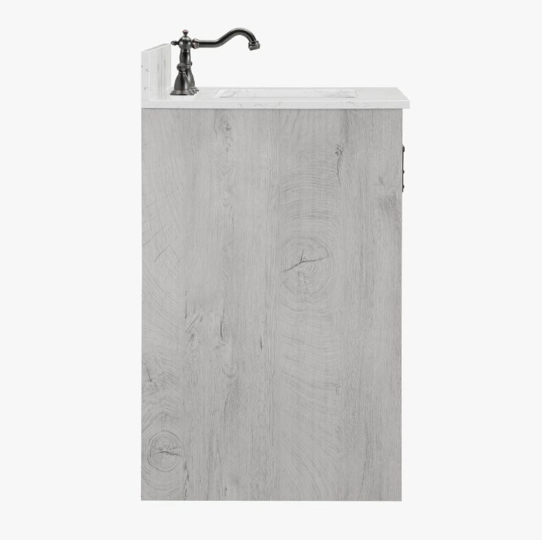 8 Light Gray Farmhouse Vanity with Cross Barn Door for Coastal, Modern Farm & Industrial Bath Remodel
