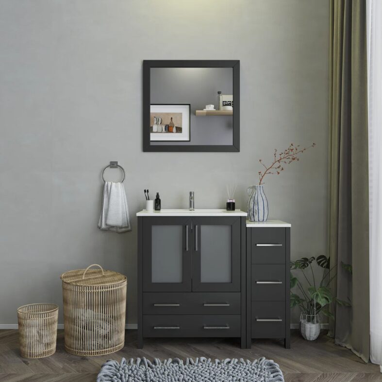 8 Contemporary Espresso Vanity Cabinet Set for Minimalist & Transitional Bathroom Remodel