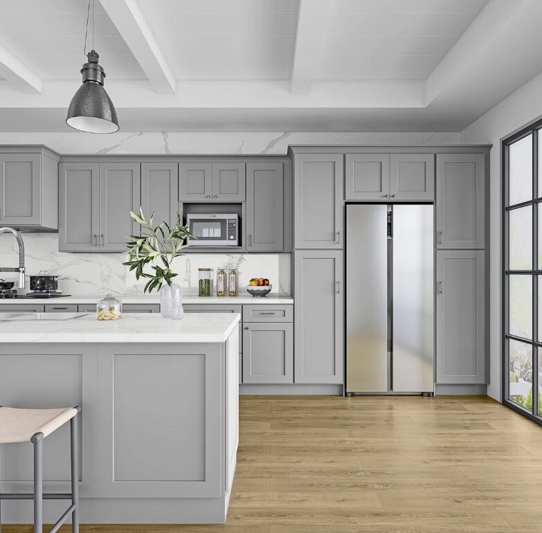 Modern Soft Gray Shaker Wall Cabinet for Full Kitchen Cabinet Remodel & Matching Sets