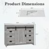 8 48" Grey Wood Farmhouse Bathroom Vanity with Single Sink Top for Master Bath Remodel