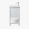 Compact White Single Sink Vanity with Drawer & Open Mixed Storage
