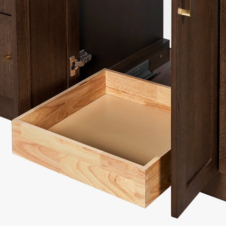 8 72 Inch Walnut Oak Shaker Double Undermount Sink Bathroom Vanity, White Quartz Countertop & Brushed Gold Hardware