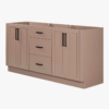 72 Inch Dusty Pink Shaker Double Undermount Sink Bathroom Vanity, White Quartz Countertop & Matte Black Hardware